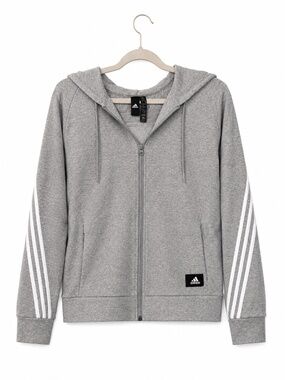 adidas Gray 3-Stripes Zip Hoodie Jogger Set Women’s Size L